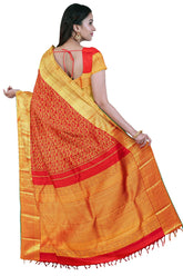 Paprika Red Kanjivaram Saree with Dark Green Border - MIRASILKS Paprika Red Kanjivaram Saree with Dark Green Border